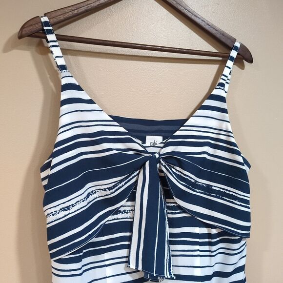CAbi Blue White Knotted Tie Striped Tank Dress #5264 Nautical Coastal Sz Medium - Picture 3 of 12